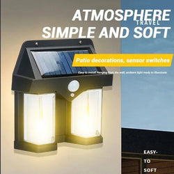 Solar Outdoor Wall Light | Warm Lighting Rechargeable LED with Motion Sensor | Weatherproof Garden & Patio Lamp