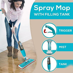 Healthy Spray Mop | Refillable Bottle Microfiber Floor Cleaner for Hardwood, Tile & Laminate